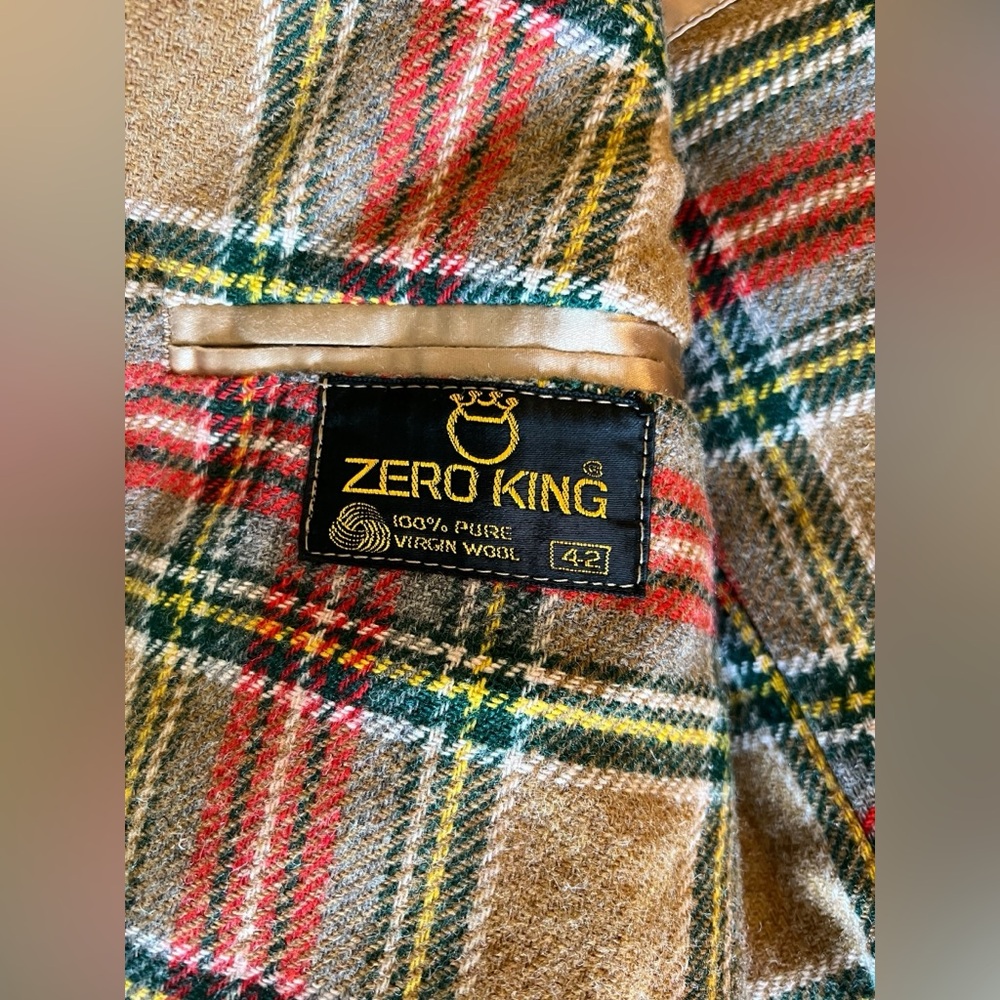 Vintage ZERO KING Size 42 Corduroy Coat Plaid Wool Lining USA Brown Mens - Picture 9 of 16